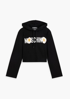 Moschino - Cropped printed French cotton-terry hoodie - Black - IT 38