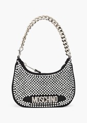 Moschino - Crystal-embellished woven shoulder bag - Black - OneSize