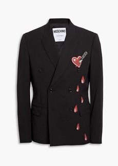 Moschino - Double-breasted appliquéd wool-twill suit jacket - Black - IT 52