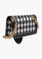 Moschino - Embellished houndstooth tweed shoulder bag - Black - OneSize