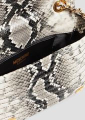 Moschino - Embellished snake-effect leather shoulder bag - White - OneSize