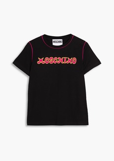 Moschino - Embroidered cotton-jersey T-shirt - Black - IT 34