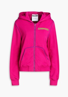 Moschino - Embroidered French cotton-terry hoodie - Pink - IT 36