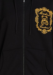 Moschino - Embroidered French cotton-terry zip-up hoodie - Black - IT 36