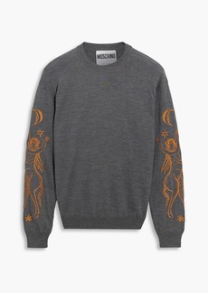 Moschino - Embroidered mélange wool sweater - Gray - IT 52