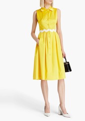 Moschino - Gathered cotton-blend poplin midi shirt dress - Yellow - IT 38
