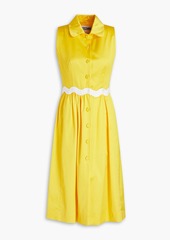 Moschino - Gathered cotton-blend poplin midi shirt dress - Yellow - IT 42