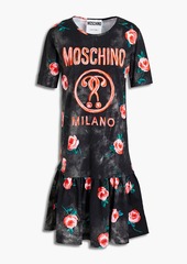 Moschino - Gathered printed cotton-jersey dress - Black - IT 42