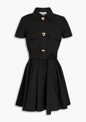 Moschino - Belted stretch cotton-poplin mini shirt dress - Black - IT 36