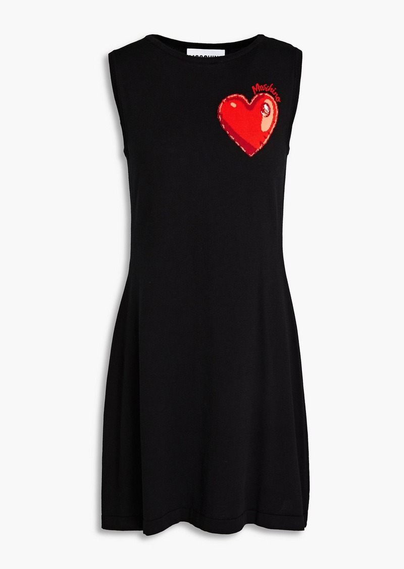 Moschino - Intarsia cotton mini dress - Black - IT 40