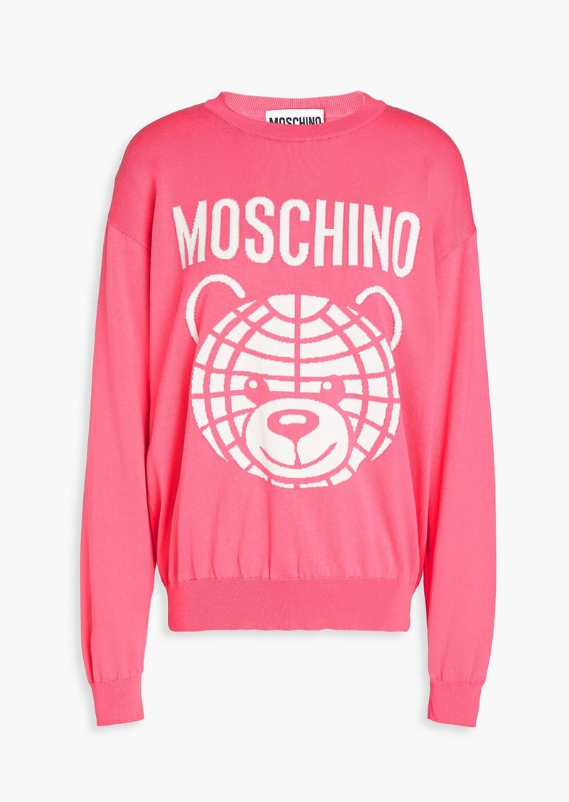 Moschino - Intarsia-knit cotton sweater - Pink - M