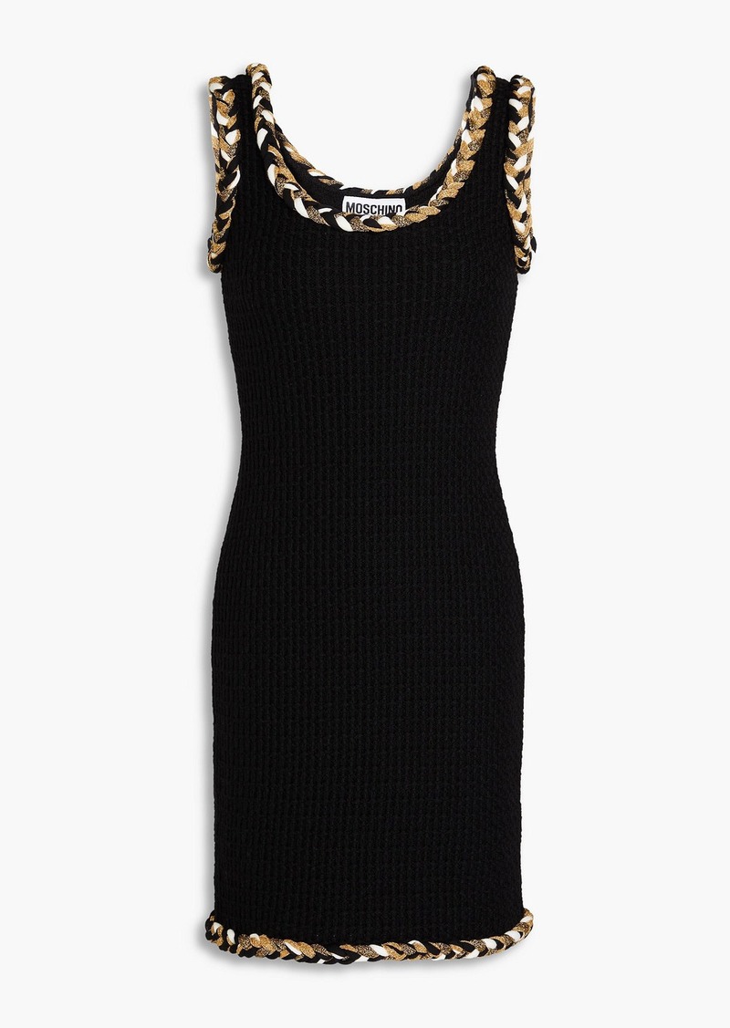 Moschino - Metallic waffle-knit wool mini dress - Black - IT 36