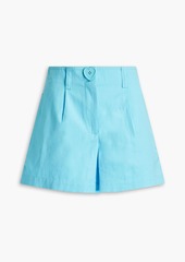 Moschino - Pleated cotton and linen-blend shorts - Blue - IT 46