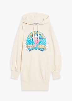 Moschino - Printed French cotton-blend terry hooded mini dress - Neutral - IT 44
