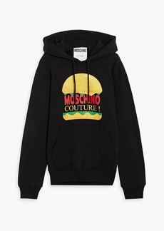 Moschino - Printed French cotton-terry hoodie - Black - IT 38
