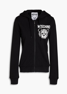 Moschino - Printed French cotton-terry hoodie - Black - IT 40