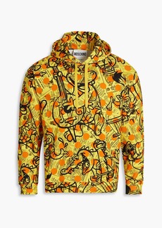 Moschino - Printed French cotton-terry hoodie - Yellow - IT 56