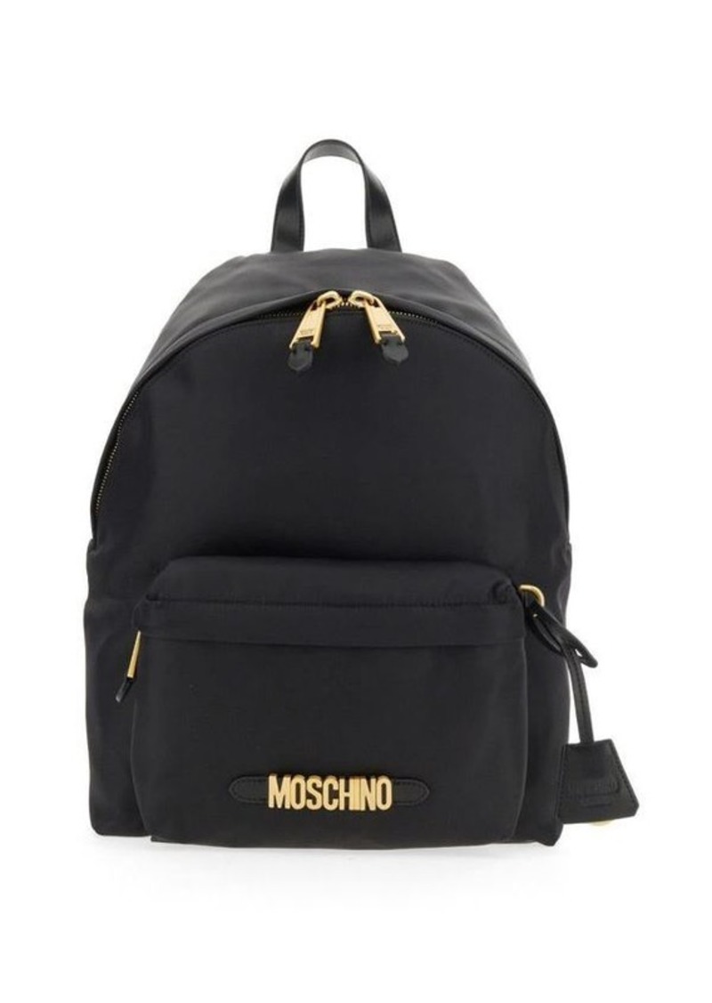 MOSCHINO BACKPACK WITH LOGO PLAQUE