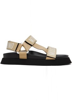 Moschino Beige & Black Logo Tape Platform Sandals