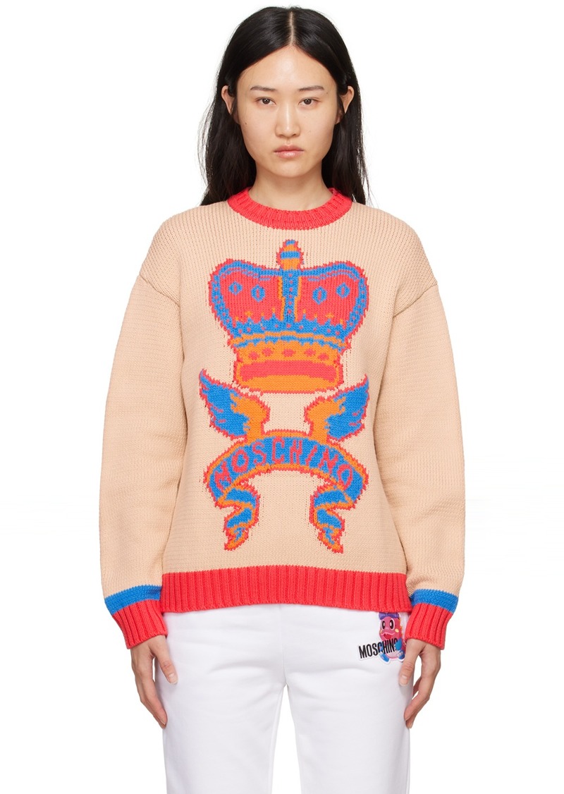 Moschino Beige & Orange Jacquard Sweater