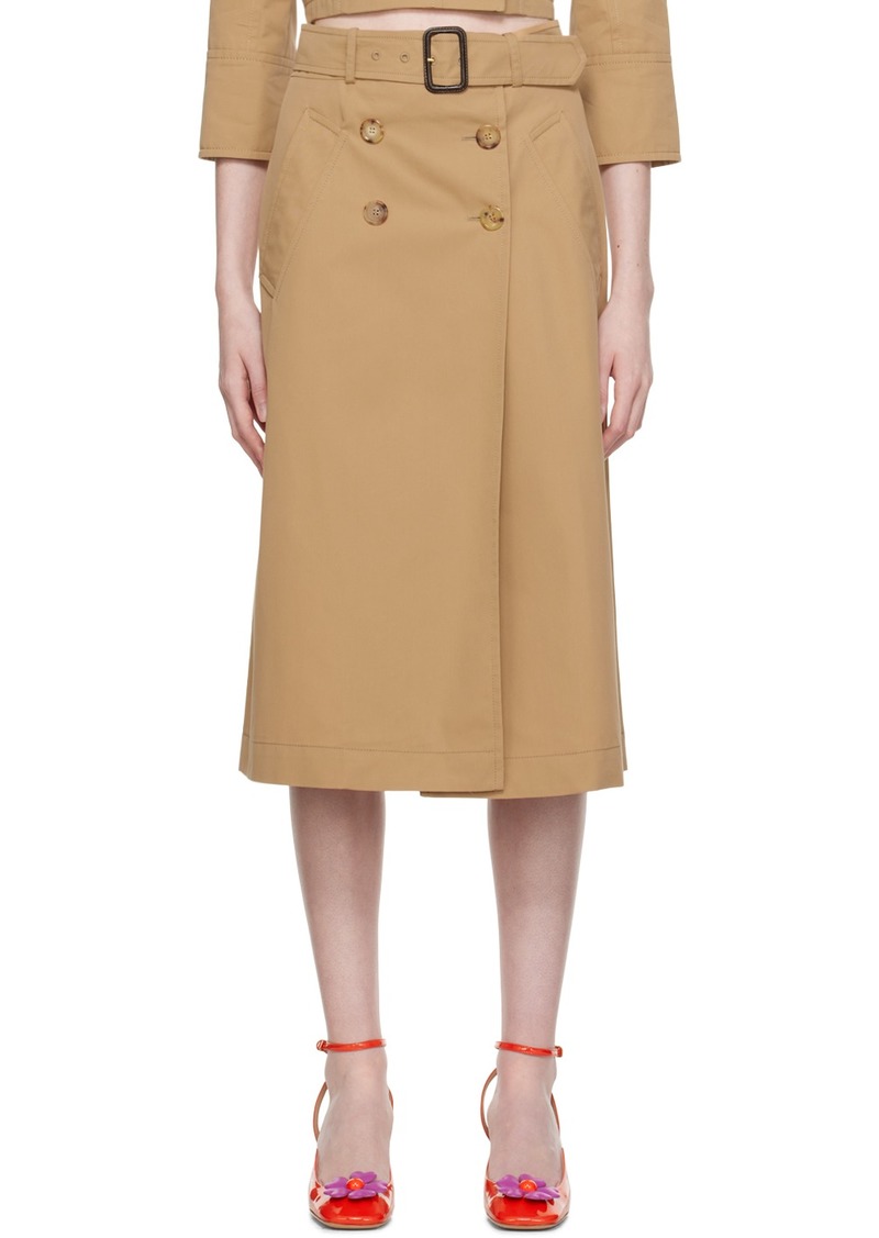 Moschino Beige Belted Midi Skirt