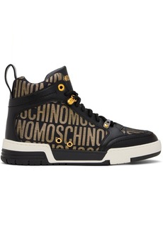 Moschino Black & Gold Allover Logo Sneakers