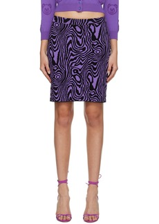 Moschino Black & Purple Moiré Effect Miniskirt