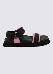 MOSCHINO BLACK AND PINK LOGO SANDALS