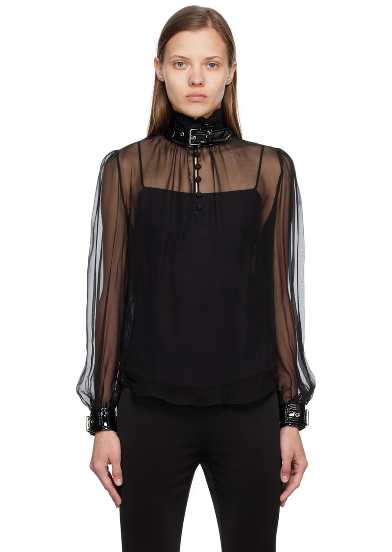 Moschino Black Bondage Buckle Blouse