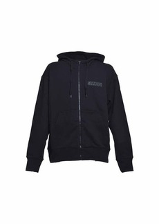 MOSCHINO Black cotton hoodie with logo print on the back Moschino