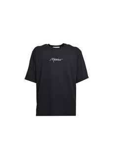 MOSCHINO Black cotton T-shirt with logo embroidery Moschino