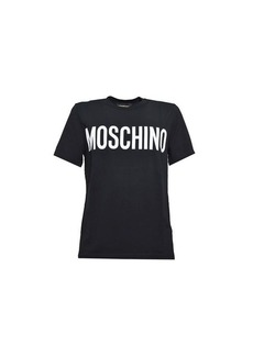 MOSCHINO Black cotton T-shirt with logo print Moschino