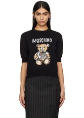 Moschino Black Drawn Teddy Bear Sweater