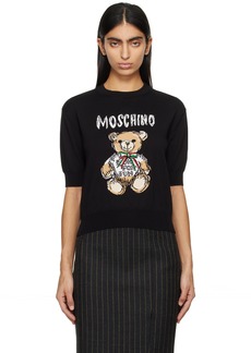Moschino Black Drawn Teddy Bear Sweater
