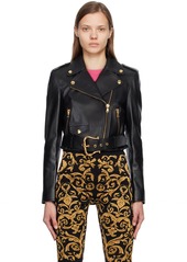 Moschino Black 'Gilt Without Guilt' Leather Jacket
