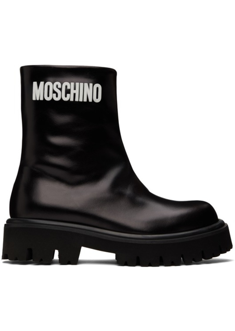 Moschino Black Gummy Ankle Boots