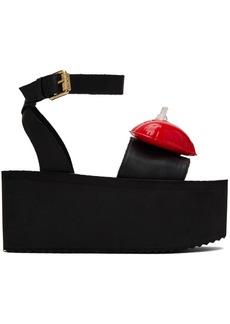 Moschino Black Inflatable Heart Sandals