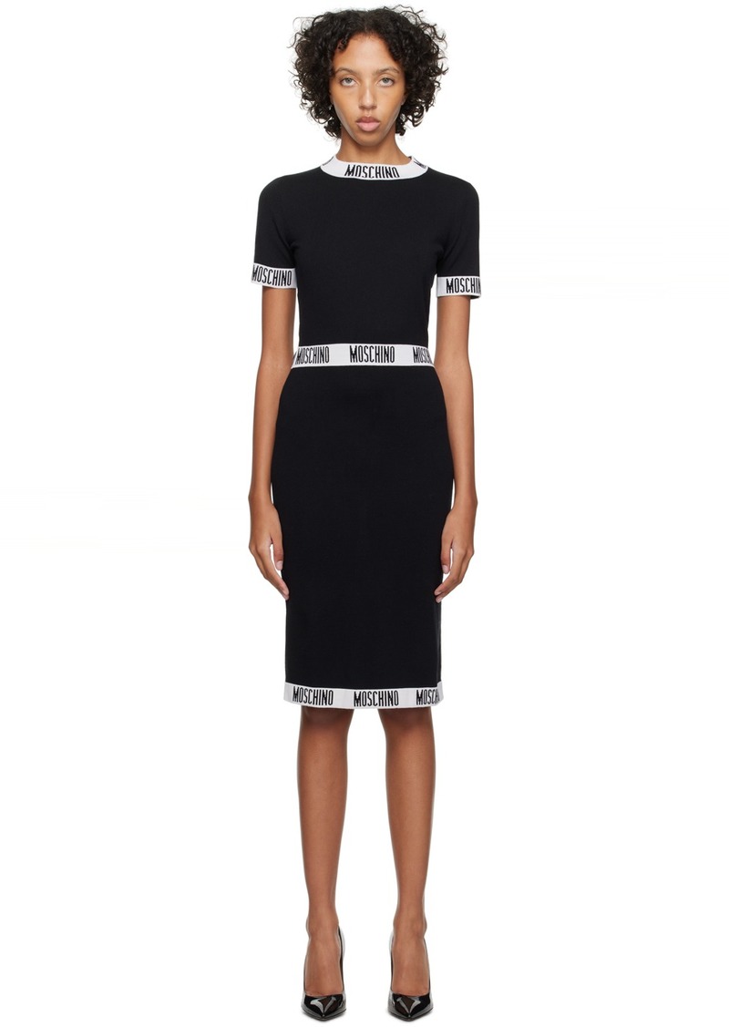 Moschino Black Jacquard Midi Dress