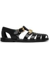 Moschino Black Jelly Lettering Logo Sandals