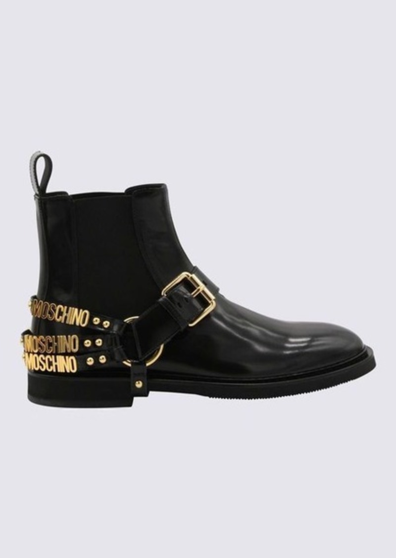 MOSCHINO BLACK LEATHER BOOTS