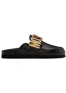 Moschino Black Lettering Logo Slip-On Loafers
