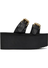 Moschino Black Lettering Logo Wedge Sandals