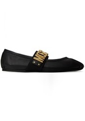 Moschino Black Maxi Lettering Ballerina Flats