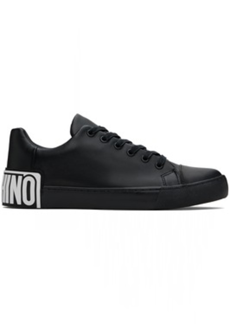 Moschino Black Maxi Logo Calfskin Sneakers