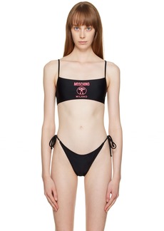 Moschino Black Straight Neck Bikini Top
