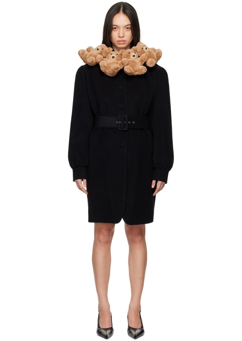 Moschino Black Teddy Bear Collar Coat