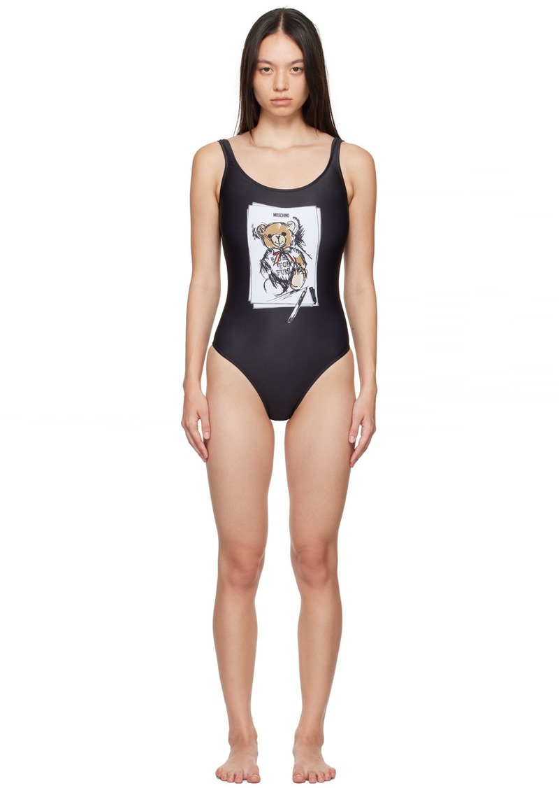 Moschino Black Teddy Bear One-Piece Swimsuit