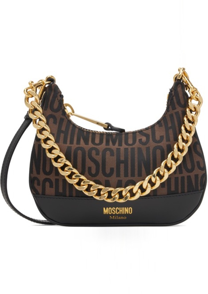 Moschino Brown & Black Jacquard Logo Bag