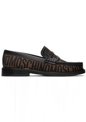 Moschino Brown & Black Logo Jacquard Loafers