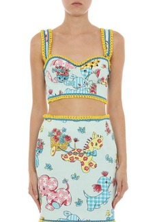 Moschino Calico Animals Bustier Top in Fantasy Print Light Blue at Nordstrom